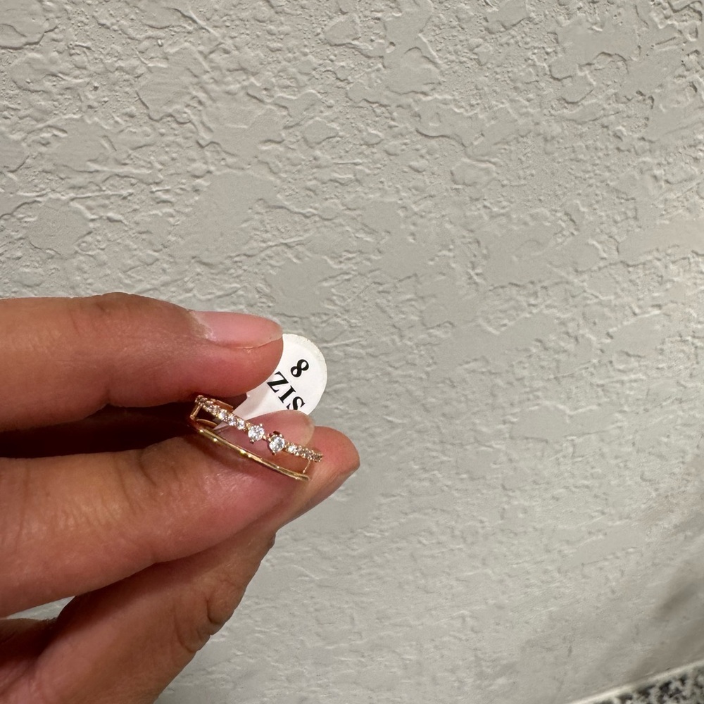 Gold and Silver Ring with Clear Stones